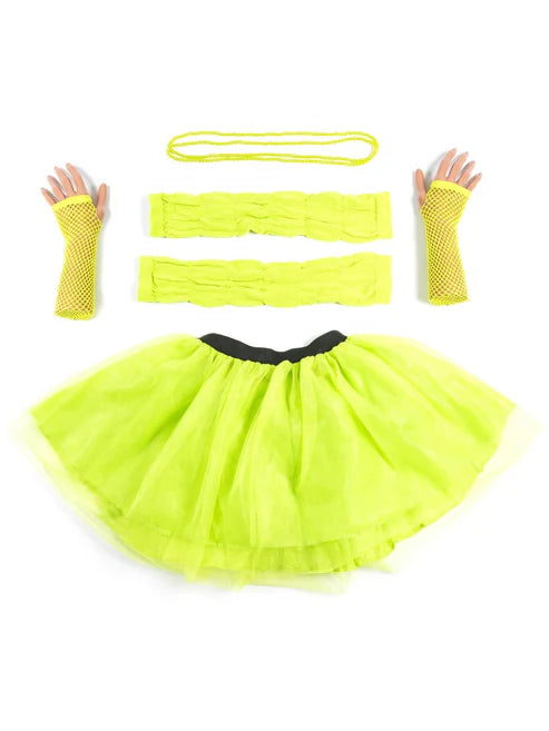 Green Tutu with Necklace Legwarmers and Fishnet Gloves