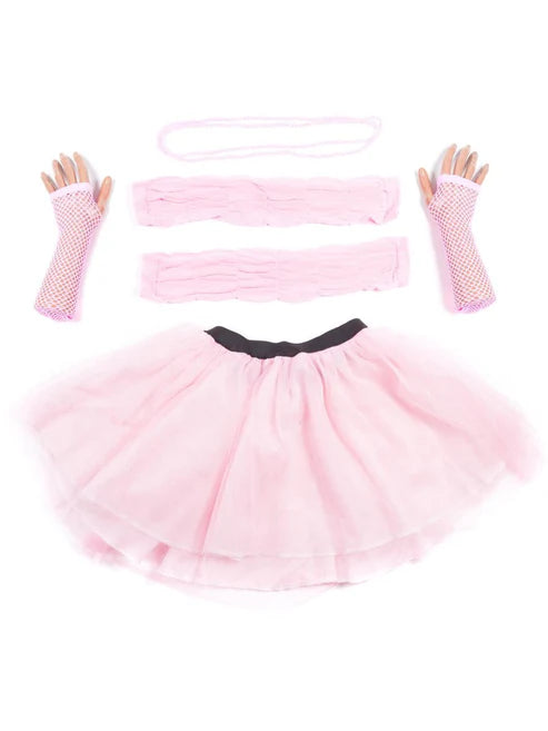 Baby Pink Tutu with Necklace Legwarmers and Fishnet Gloves