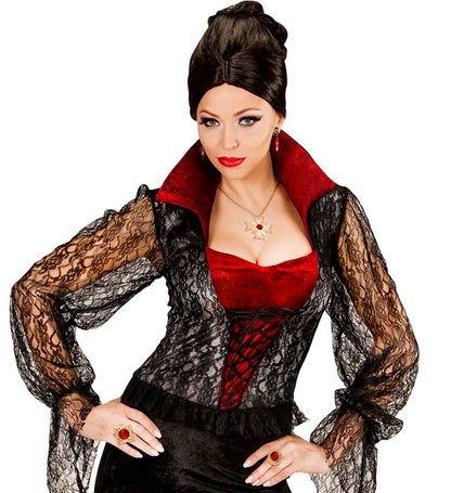 Dracula Set  Necklace With Medallion, 2 Rings 