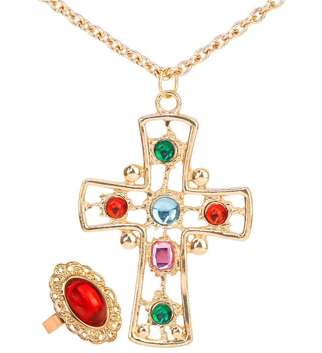 King Set  Necklace With Cross, Ring 