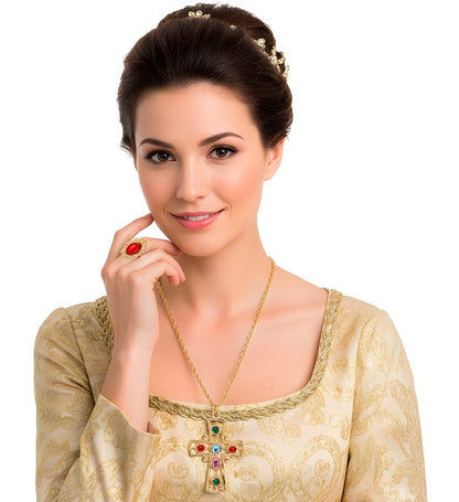King Set  Necklace With Cross, Ring 