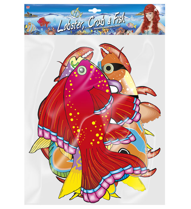 Pk Of 12 Set Of 8 Lobster, Crab & Fish 40 Cm - 8 Styles Ass.