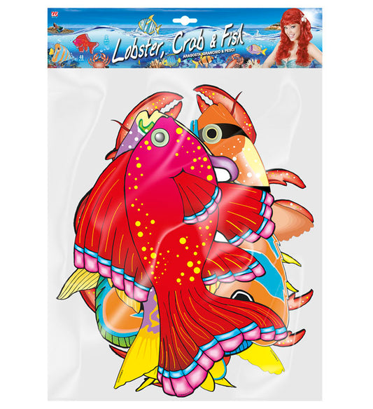 Pk Of 12 Set Of 8 Lobster, Crab & Fish 40 Cm - 8 Styles Ass.