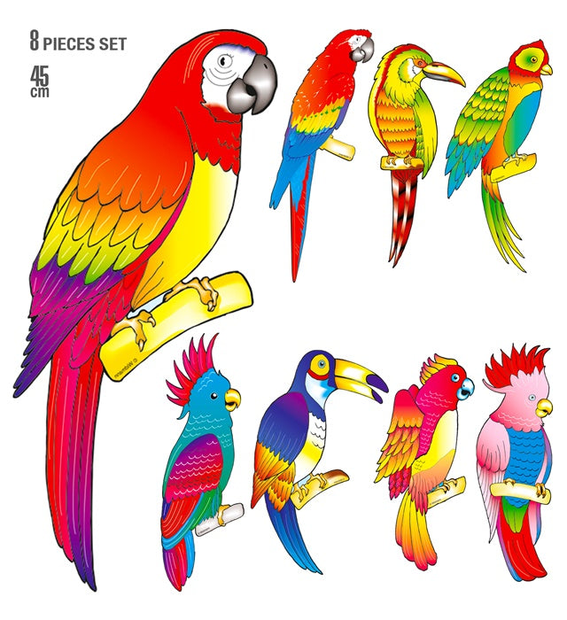 Set Of 8 Tropical Birds 45 Cm - 8 Styles Ass.