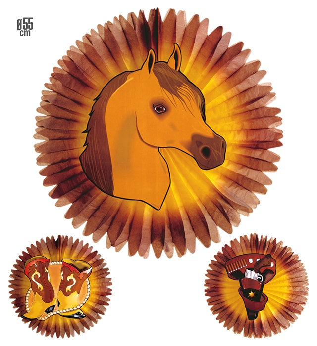 Western Paper Fan Ø 55 Cm - 3 Styles Ass.