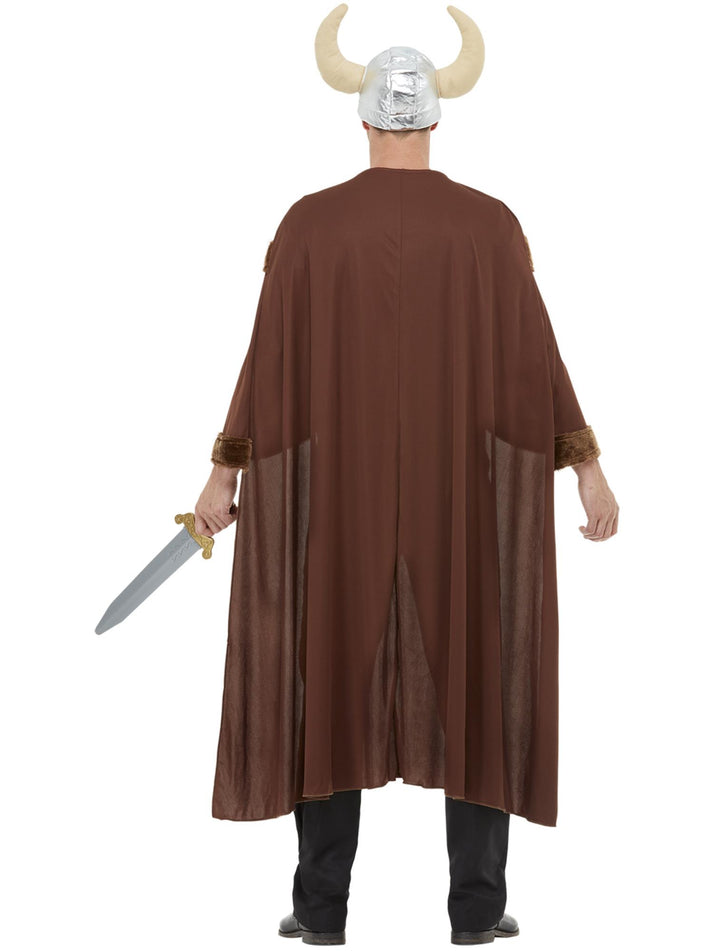 Viking Costume Adult Brown Cape and Horned Helmet 3