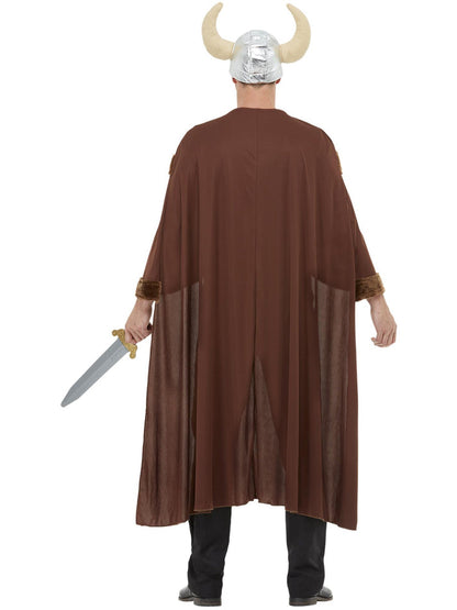 Viking Costume Adult Brown Cape and Horned Helmet 3