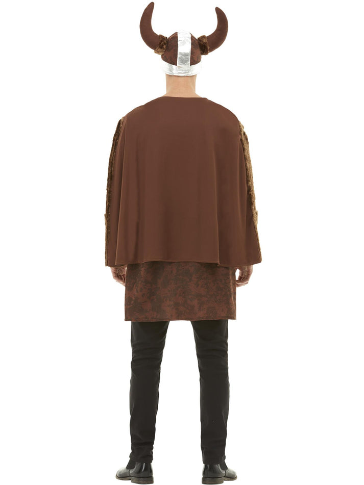 Viking Barbarian Costume Adult Brown Tunic Cape and Helmet 3
