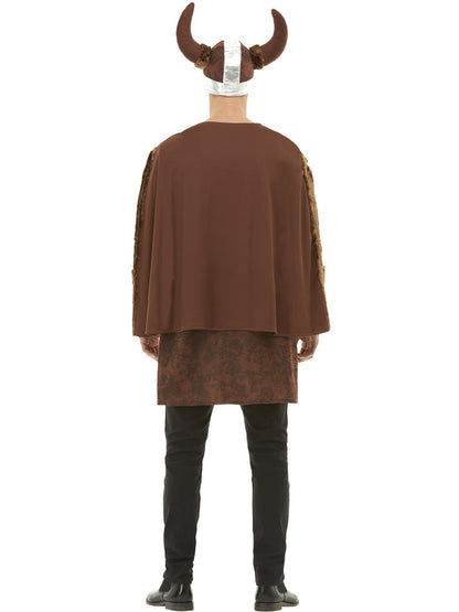 Viking Barbarian Costume Adult Brown Tunic Cape and Helmet 3