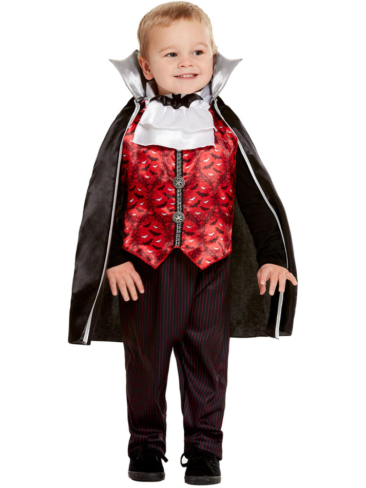Toddler Vampire Costume Red Top Black Trousers and Cape 1