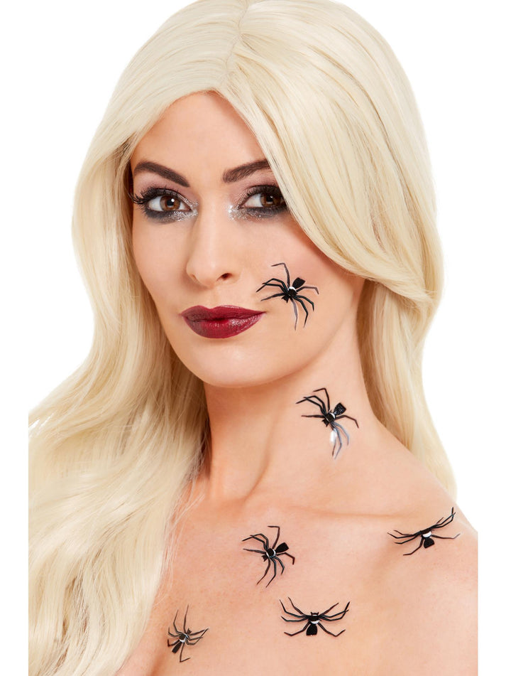 3D Spider Stickers Black 6 pcs Make Up FX 1