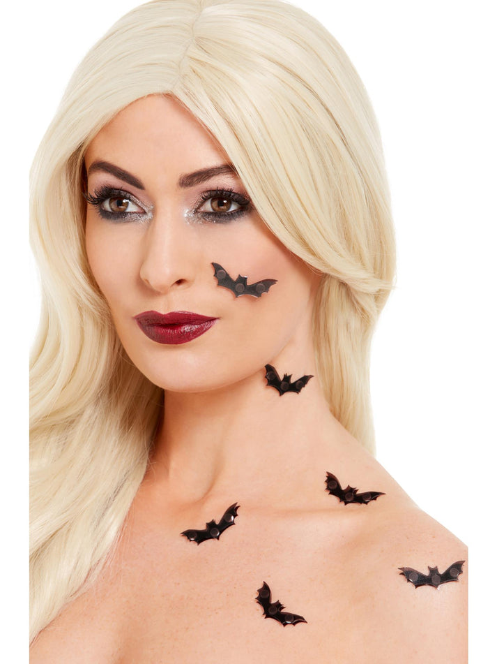 3D Bat Stickers Black Adult FX Make Up 6 Pieces Halloween Decorations 1