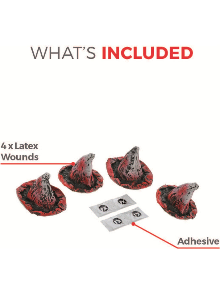 Smiffys Makeup FX Latex Spike Wounds 4 pcs Red with Adhesive Horror Accessory