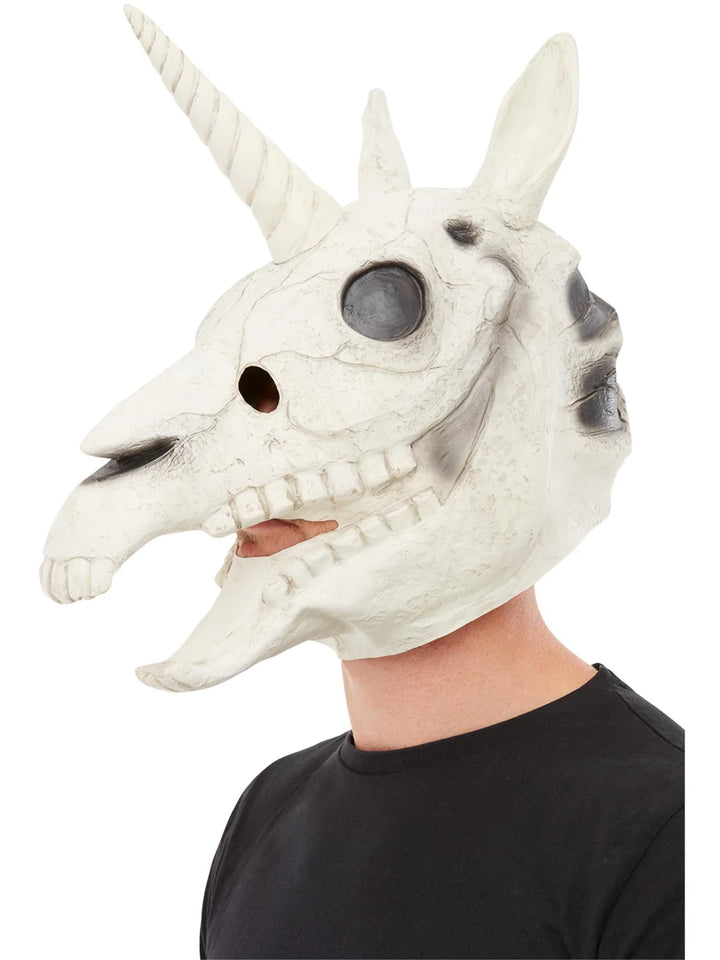 Unicorn Skull Latex Mask White Adult