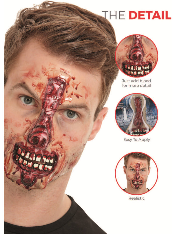 Exposed Nose and Mouth Red Latex Face Wound FX Make Up 2