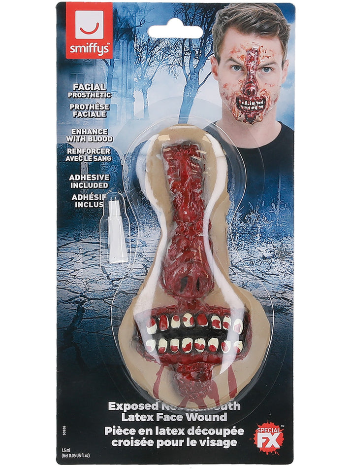 Exposed Nose and Mouth Red Latex Face Wound FX Make Up