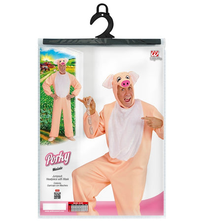 Pig  Jumpsuit, Headpiece With Mask 