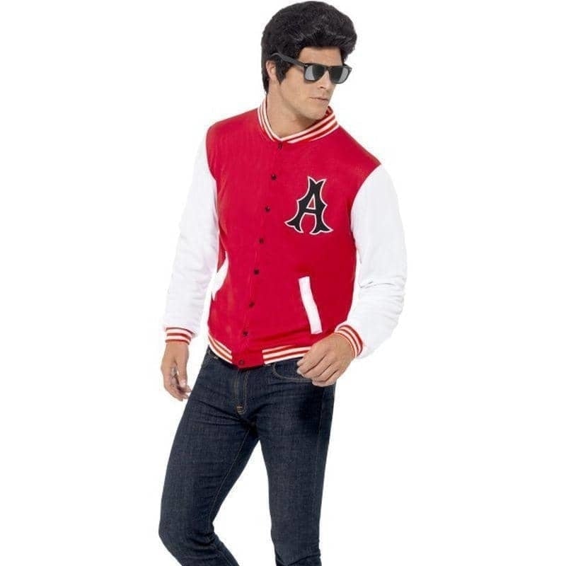50s College Jock Letterman Jacket Adult Red White_1