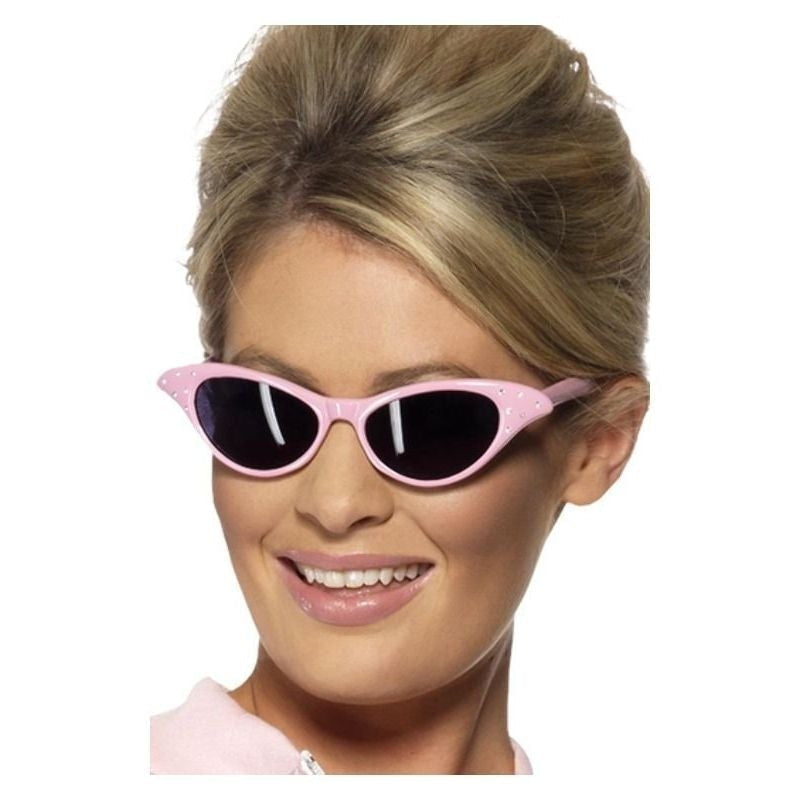 50s Flyaway Style Rock and Roll Sunglasses Adult Pink Costume Accessory 2