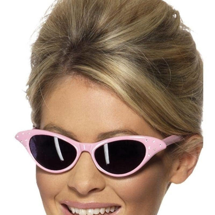 50s Flyaway Style Rock And Roll Sunglasses Adult Pink Costume Accessory_1
