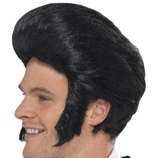 50s Quiff King Wig Adult Black Costume Accessory 1