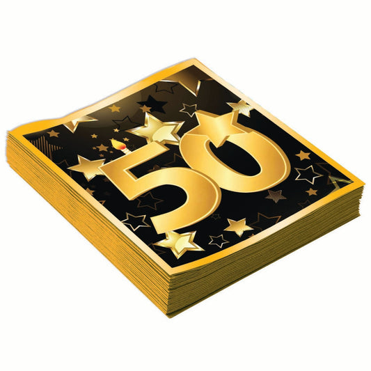50th Birthday Napkins 13" 16 In Pkt 1