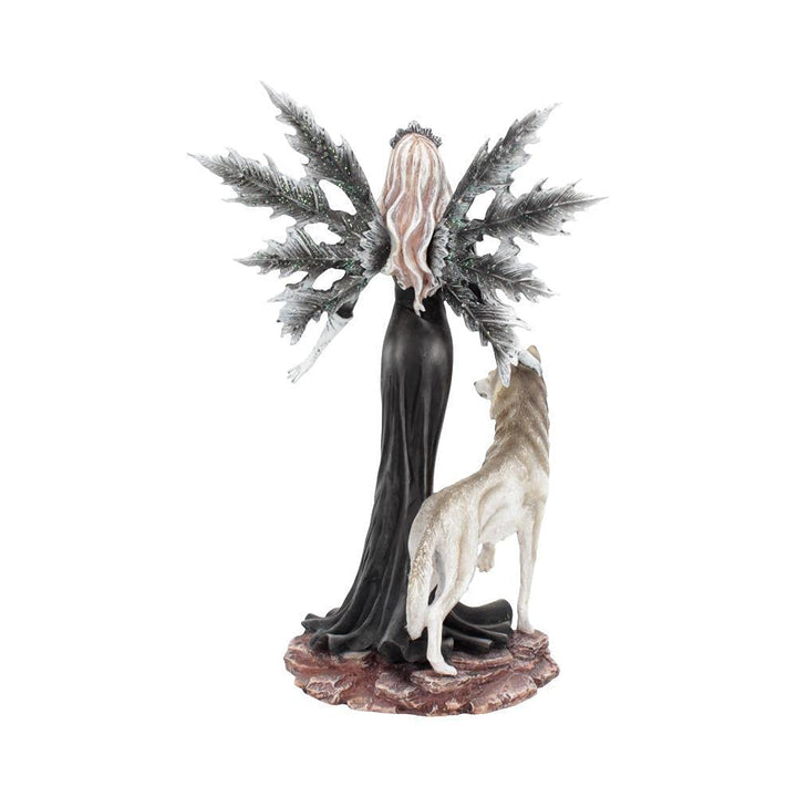 Dark Aura Fairy With Her Grey Wolf Companion 24cm