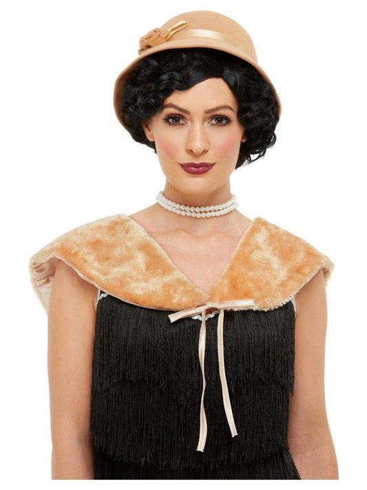 20s Instant Costume Kit Cream Hat Faux Fur Stole 2