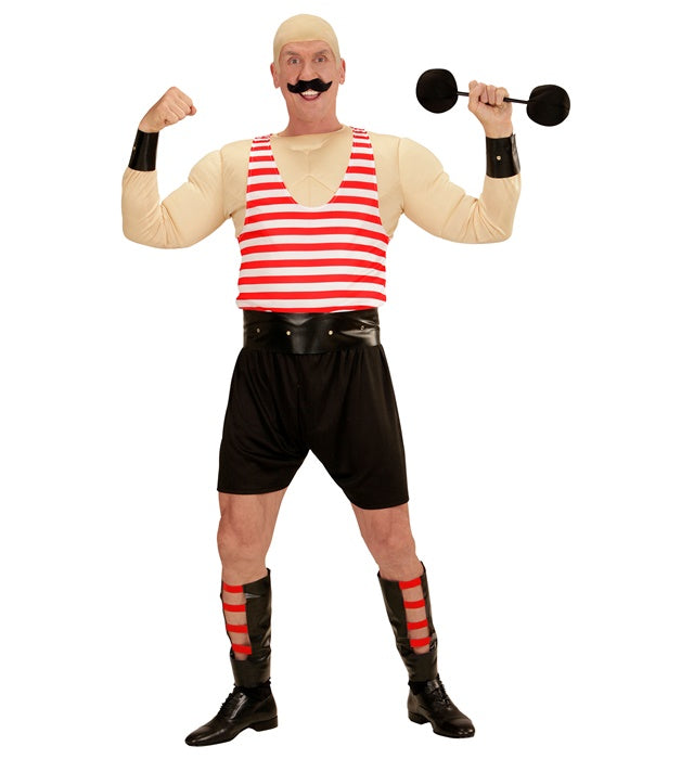 Strong Man  Muscle Shirt, Tank Top, Shorts, Belt, Cuffs, Leg Pieces, Dumbbell 