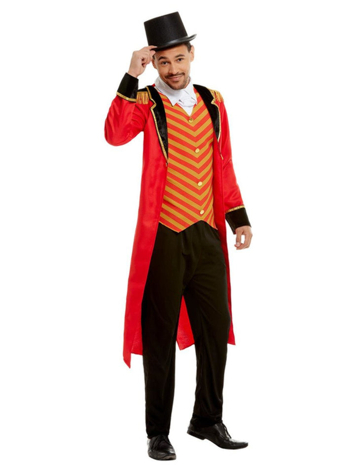 Deluxe Ringmaster Costume Adult Red Jacket Mock Shirt Trousers