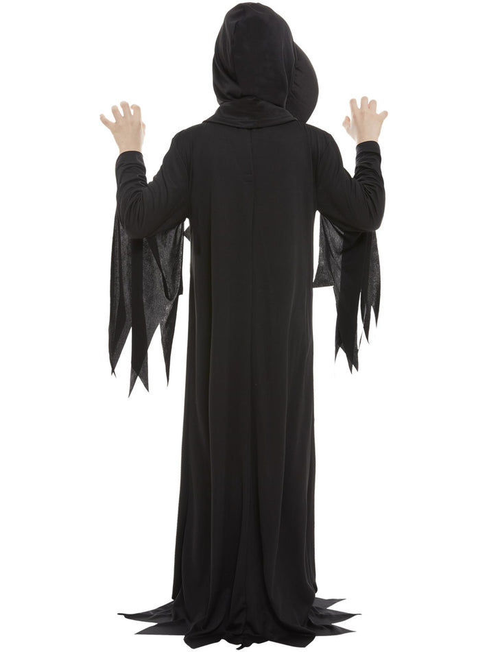 Skeleton Reaper Costume Childs Black Robe and Hooded Mask 3