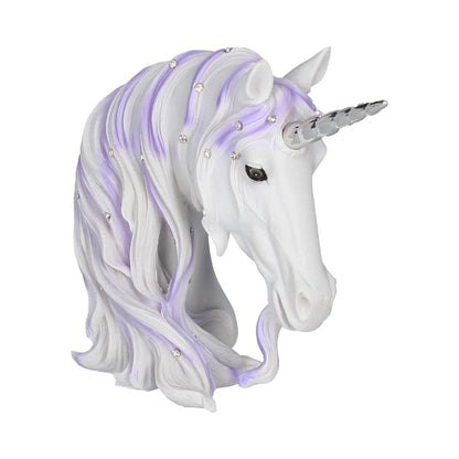 Jewelled Magnificence Small White Unicorn Bust Ornament 15cm 2