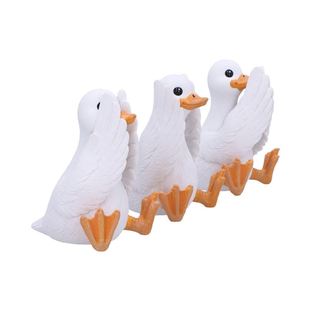 Three Wise Goofy Geese Figurines in See no Hear Speak Evil Poses 8.5cm