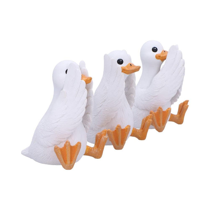 Three Wise Goofy Geese Figurines in See no Hear Speak Evil Poses 8.5cm
