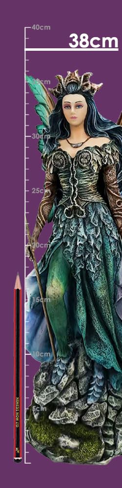 Warden of the Night Sky Fairy Figurine with Moon Staff and Wings 8
