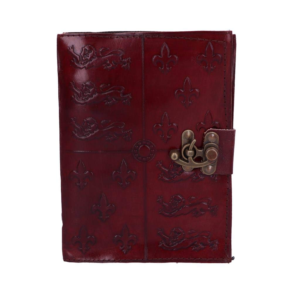 Lockable Red Leather Medieval Embossed Journal 15x21cm