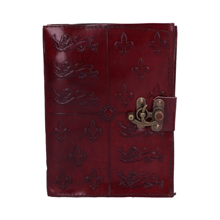 Lockable Red Leather Medieval Embossed Journal 15x21cm