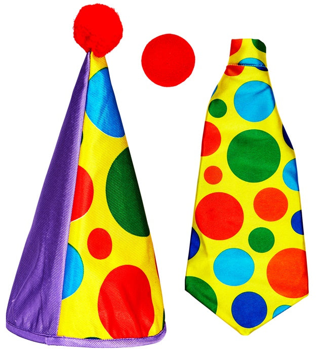 Clown Dress-Up Set  Hat, Giant Neck-Tie, Nose 