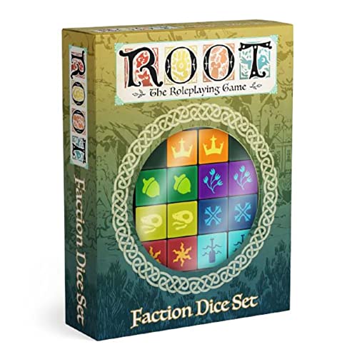 Magpie Games Dice Set for Root: The Roleplaying Game, 14 Six-Sided Dice Engraved with 7 Woodland Factions, Tabletop Fantasy Adventure 1