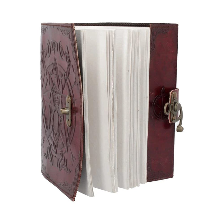 Lockable Red Leather Baphomet Embossed Journal 15cm x 21cm
