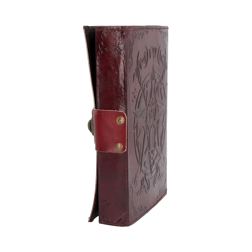 Lockable Red Leather Baphomet Embossed Journal 15cm x 21cm 2