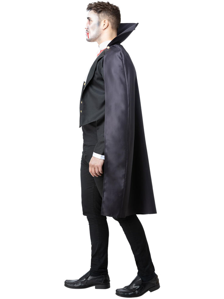 Dracula Costume Adult Black Jacket With Mock Waistcoat And Top Cape Medallion