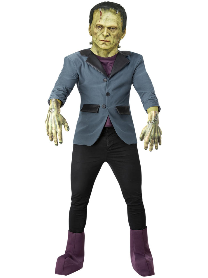 Universal Monsters Frankenstein Costume Adult Latex Mask Jacket With Mock Top Latex Gloves Boot Covers