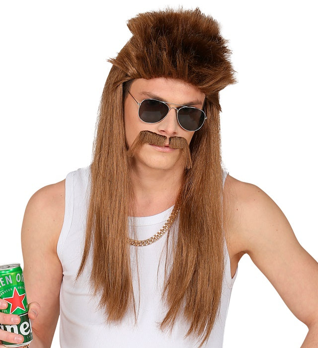 Redneck Wig & Moustache In Polybag