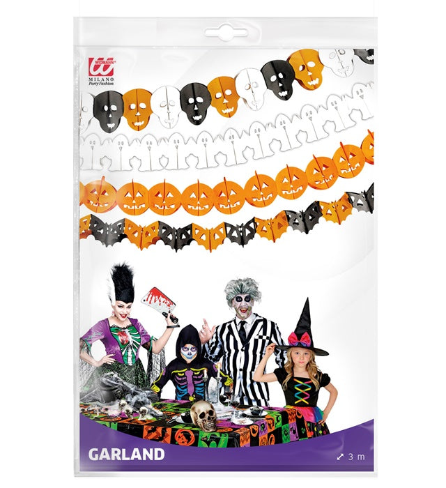 Halloween Garland Abt. 3 M - 4 Styles Ass.