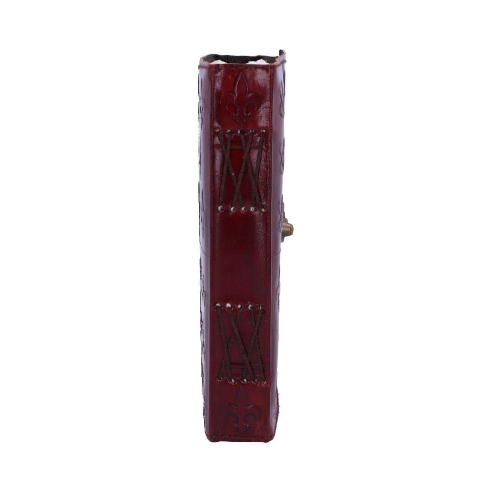 Lockable Red Leather Medieval Embossed Journal 15x21cm