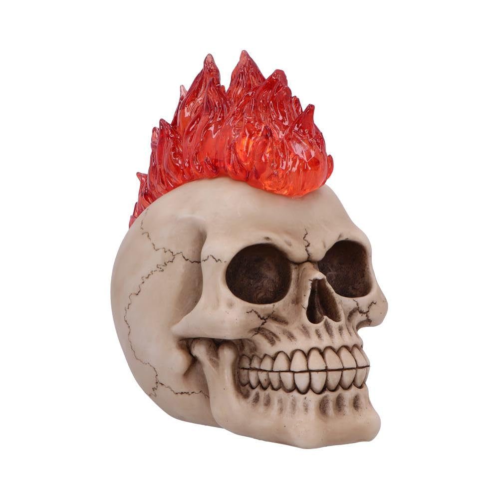 Hot-Headed Decorative Resin Skull Flame Mohawk 19cm 1