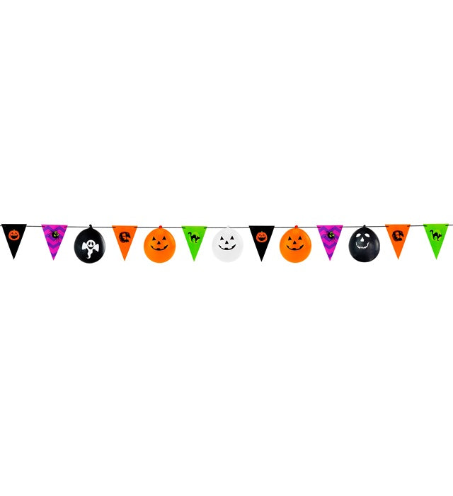 Halloween Garland  8 Flags 18X26 Cm + 5 Balloons  - 3,6 M