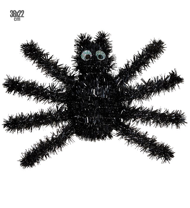 Tinsel Black Spider 36 X 22 Cm