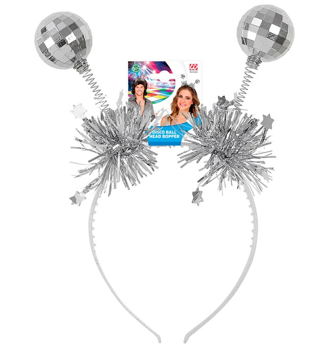 Disco Ball Head Bopper With Tinsel